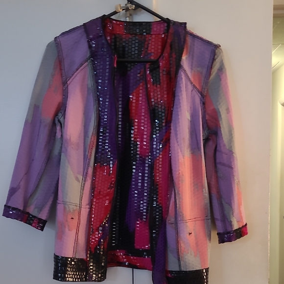 Sequin Blazer Jacket Size S - Pink  Purple and Black - Picture 11 of 13